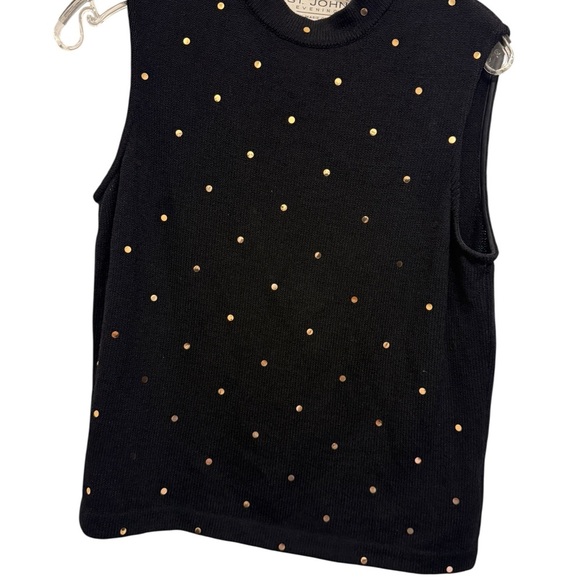 St. John Black Muscle Tee with Gold Studs - Picture 2 of 4